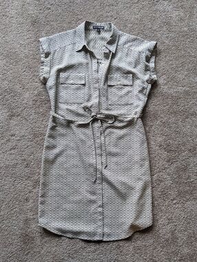 Express Brown And White Shirt Dress